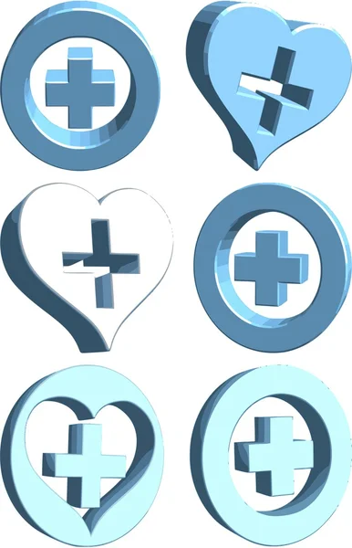 Set of vector add buttons in round and heart shape. — Stock Vector