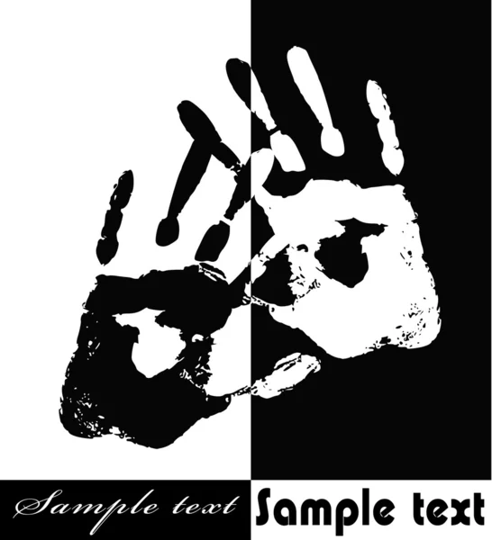 Plakát s černou a bílou ruku. ilustrace z rasismu. — Stockový vektor