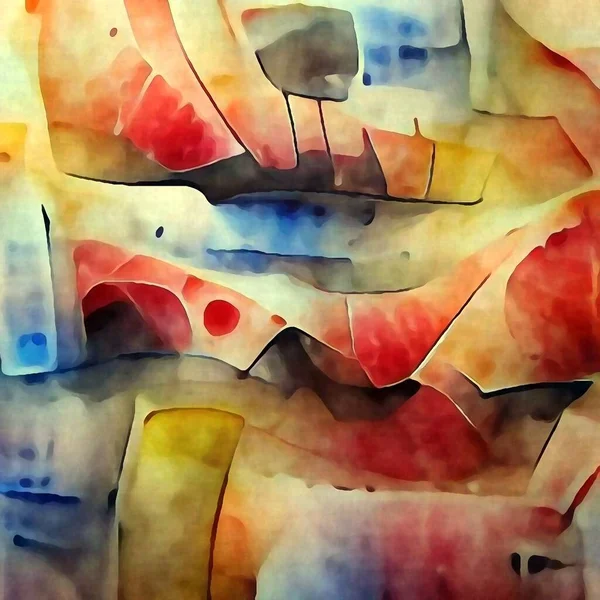 Arte Aquarela Digital Abstrata Brilhante Colorida — Fotografia de Stock