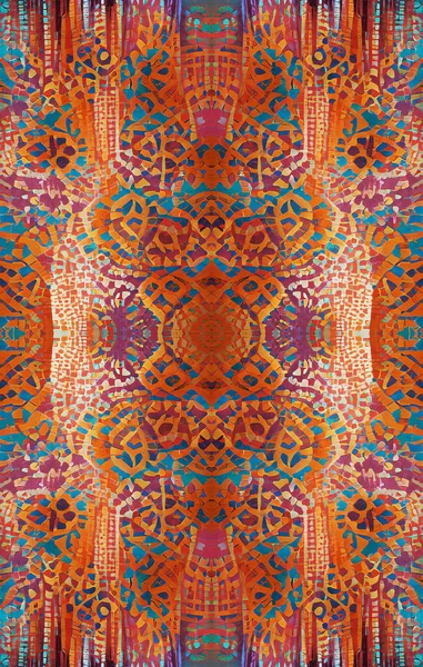 Boho Abstraktes Kaleidoskop Nahtloser Muster Mit Geometrischen Formen — Stockfoto