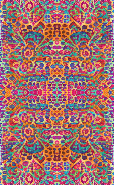 Colorful Abstract Mosaic Background Symmetrical Boho Pattern — Stockfoto
