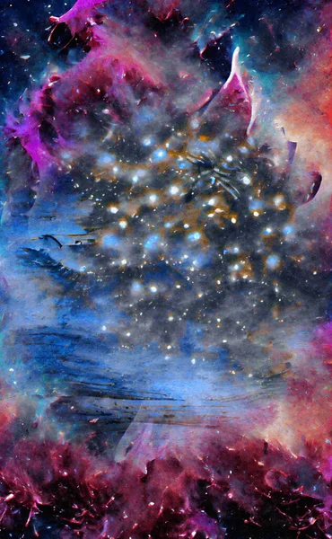 Schöner Nachthimmel Mit Nebel Und Sternen Und Wolken Kosmischer Raum — Stockfoto