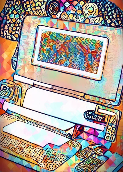 Компьютерная Иллюстрация Абстрактным Красочным Фоном Мозаики — стоковое фото