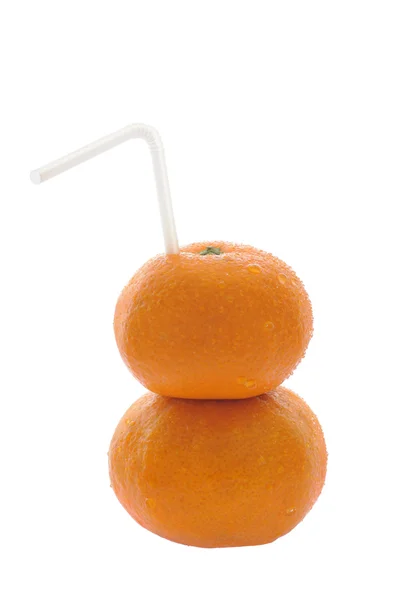 Orangen mit Stroh — Stockfoto
