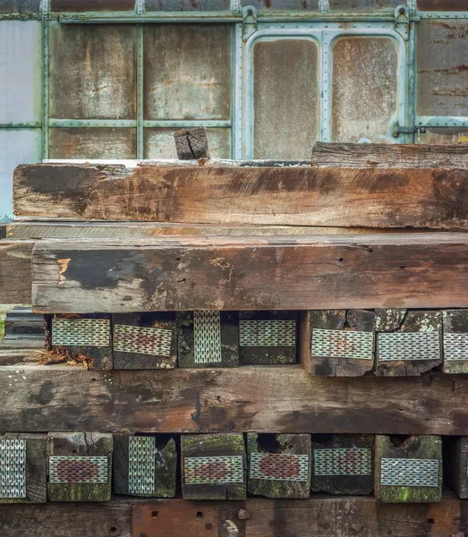 A group of old wooden sleeper. — Stock Photo, Image