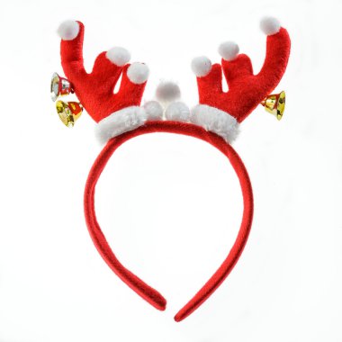 komik Noel reindeer kafa bandı beyaz zemin üzerine izole.