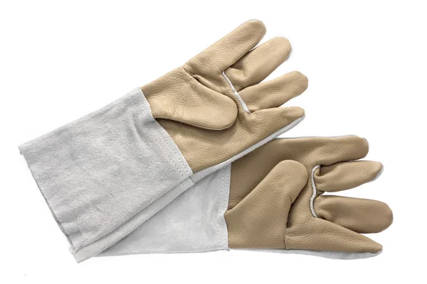 Kožené pracovní rukavice izolované na bílém. — Stock fotografie