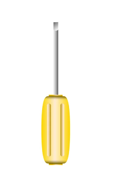 Chave de fenda amarela isolada no fundo branco . — Vetor de Stock