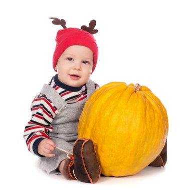 şirin bebek çocuk komik geyik şapkalı turuncu beyaz kabak