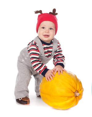şirin bebek çocuk komik geyik şapkalı turuncu beyaz kabak