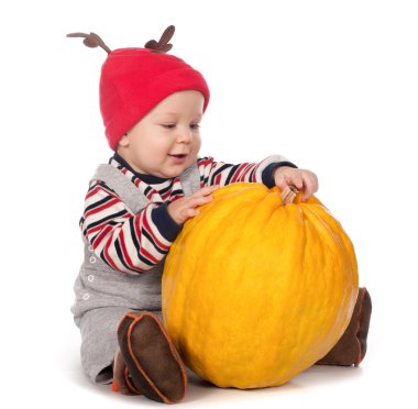 şirin bebek çocuk komik geyik şapkalı turuncu beyaz kabak