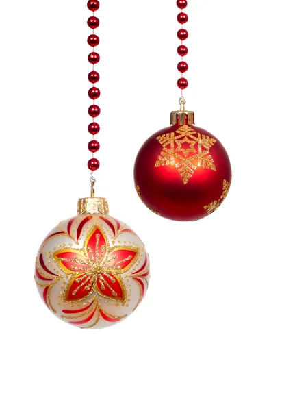 Christmas balls hanging isolated on white — Stock Photo, Image