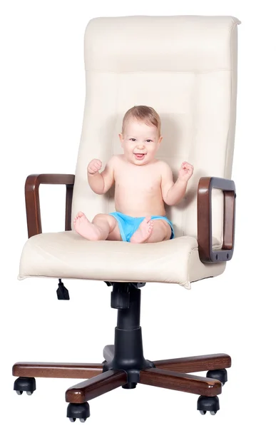 Beyaz ofis koltuğu bebek çocuk oturur
