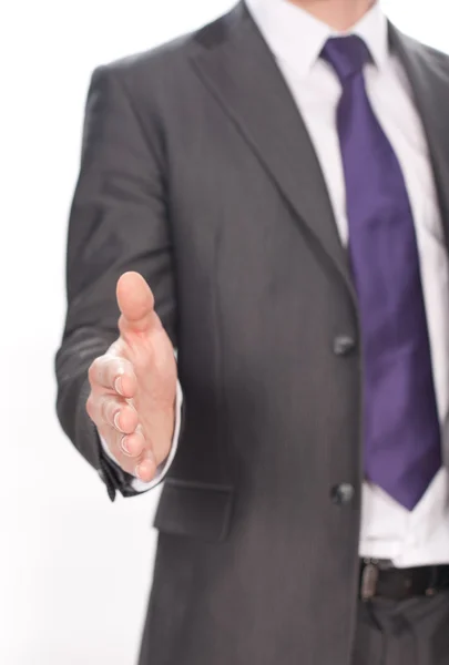 el sallamak karşı beyaz uzanan işadamı