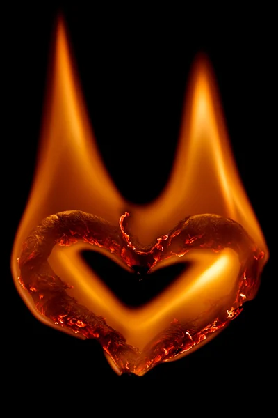 Serce w ogniu — Zdjęcie stockowe