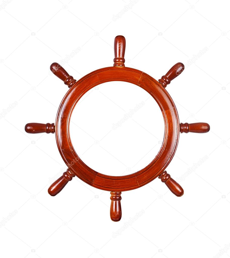 Ship steering wheel, isolated on white — Stock Photo © Maximkostenko