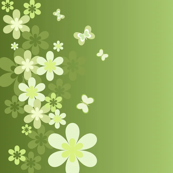 Flowers on a green background — Stock Vector