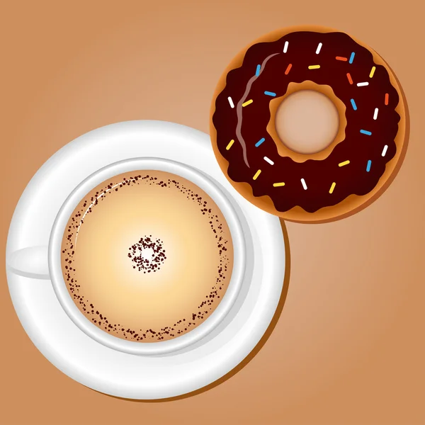 Kaffee mit Donut — Stockvektor