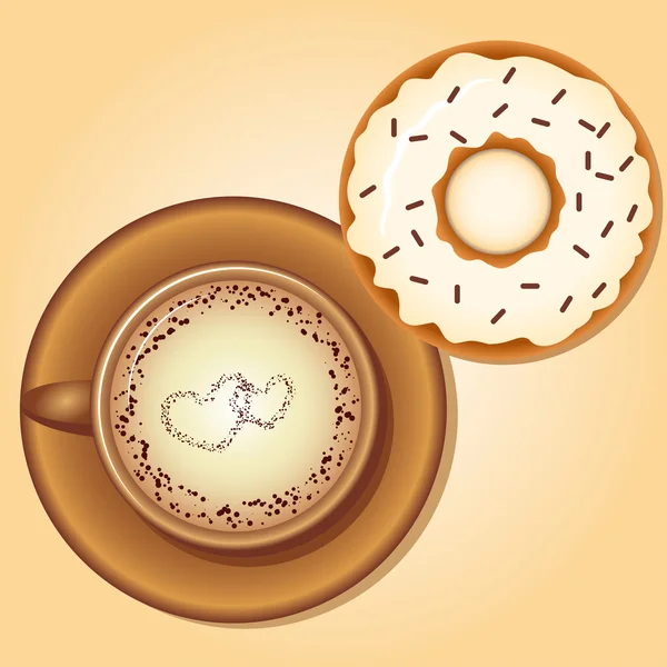 Café avec beignet — Image vectorielle