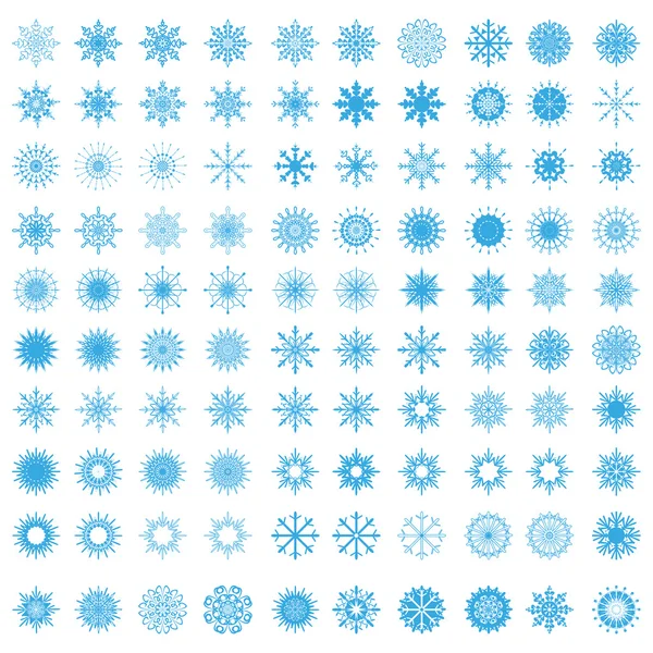 Set de 100 copos de nieve — Archivo Imágenes Vectoriales