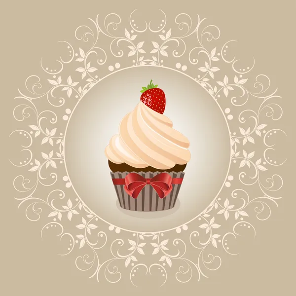 Vintage cupcake - Stok Vektor