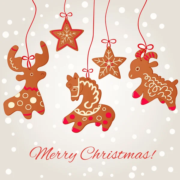 Feliz Navidad diseño de tarjetas de felicitación. Galleta de Navidad — Vector de stock