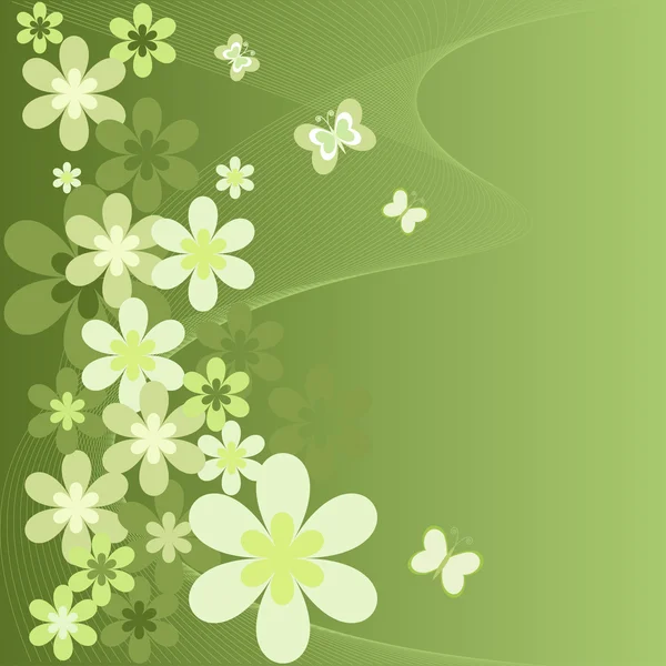 Flowers on a green background — Stock Vector