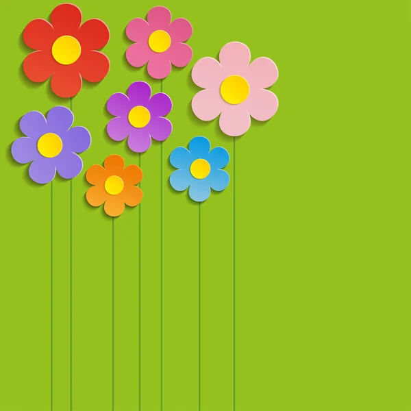 Prachtige lente bloemen groene achtergrond - vector — Stockvector