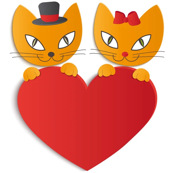 Kat in liefde - illustratie, vector — Stockvector