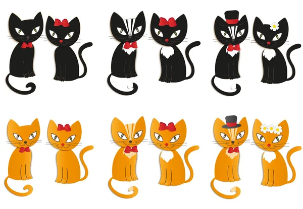 Set van katten - vectorillustratie — Stockvector