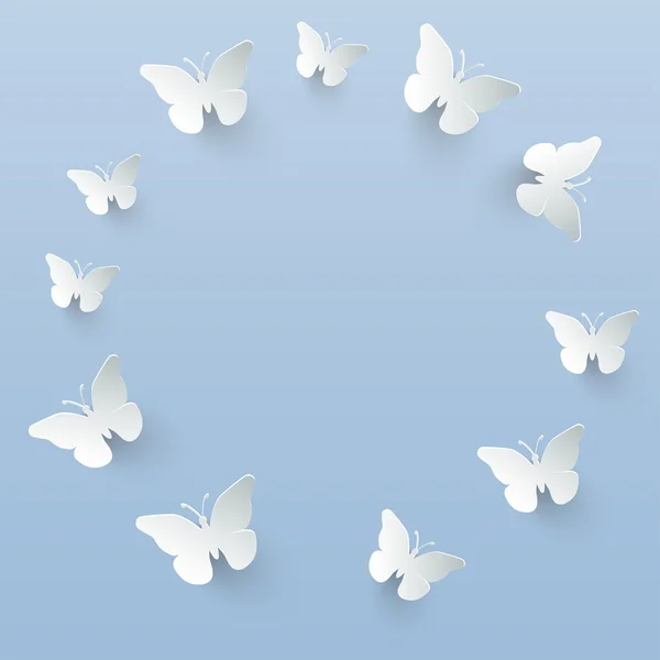 Vektor bakgrund med papper fjärilar. — Stock vektor