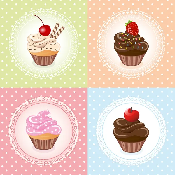 Cupcake on vintage background - vector illustration — Stock Vector