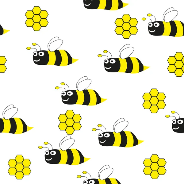 Arılar seamless modeli - illüstrasyon — Stok Vektör