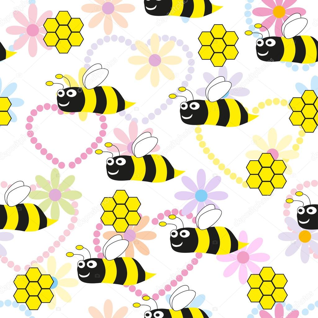 bees seamless pattern - Illustration