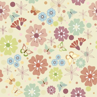 꽃과 나비 원활한-일러스트 레이 션, 벡터