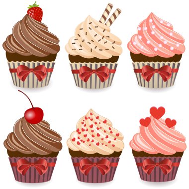 Cupcakes set - vektör çizim