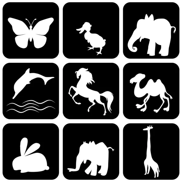 Silhouette of animals - vector illustration — Stock Vector