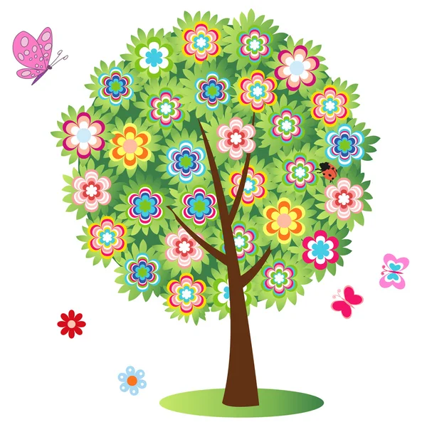 Kvetoucí strom - ilustrace, vektor — Stockový vektor