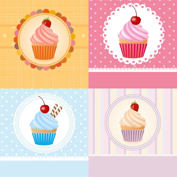 Conjunto de cupcakes - ilustración vectorial — Vector de stock