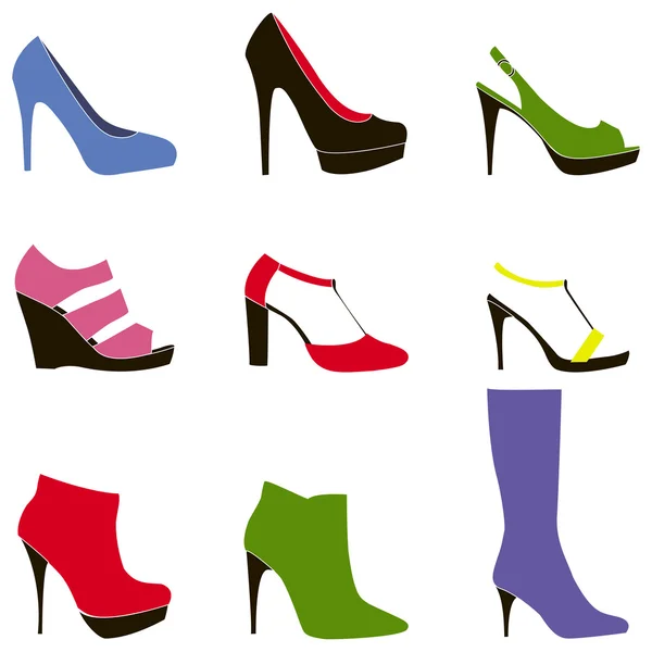 Коллекция силуэтов обуви для Вашего дизайна - Иллюстрация — стоковый вектор