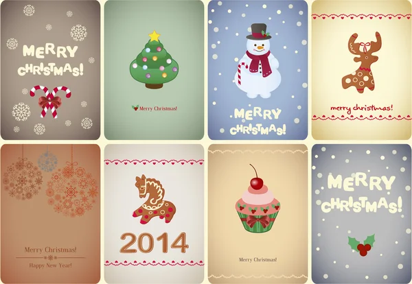 A set of vintage Christmas cards illustration — 图库照片