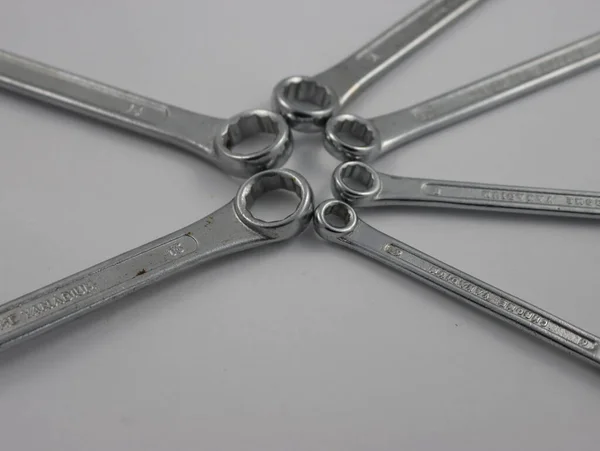 Steel Workshop Tools Tighten Fixed Star Keys Loosen Utensils — Stock Photo, Image
