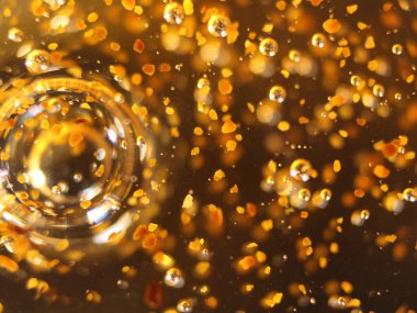 Altın toplar soyut makro renkleri farklı şekillerde kabarcıklar