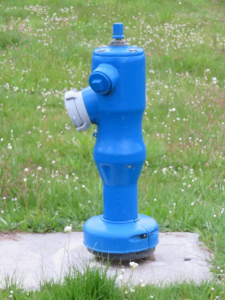 Nawadnianie Hydrant Strażacy Awaryjny Pożar Wody Usługi Niebieski — Zdjęcie stockowe