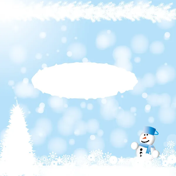 Nice winter backdrop with snowman — Stock Vector