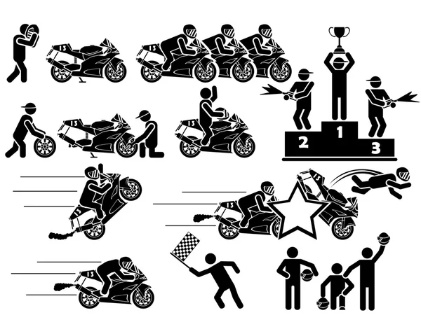 Icono hombre moto gp — Archivo Imágenes Vectoriales