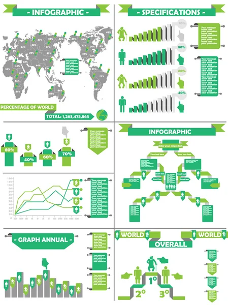 信息图表人口 rtero labbel 绿色 — 图库矢量图片
