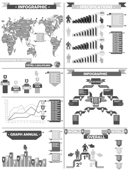 Infographic demografische rtero labbel grijs — Stockvector