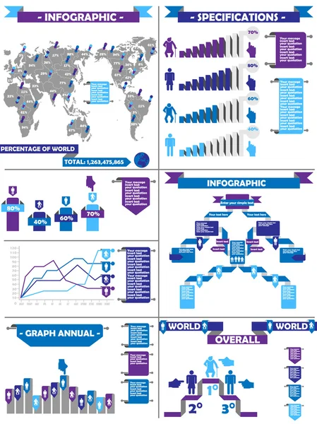 INFOGRAPHIC DEMOGRAPHIC RTERO LABBEL PURPLE — Stock Vector