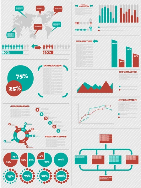 Infographic demografie 5 červená — Stockový vektor